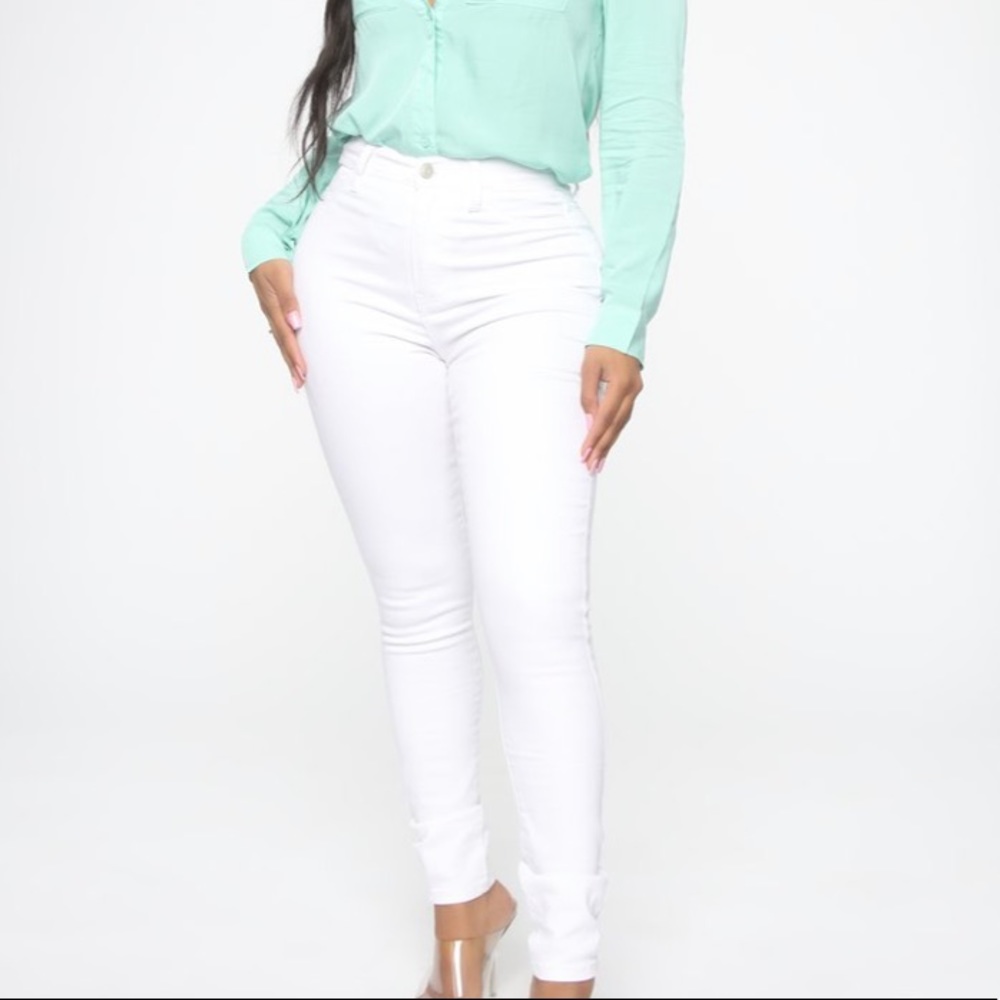 Fashion Nova White High-Waisted Skinny Jeans